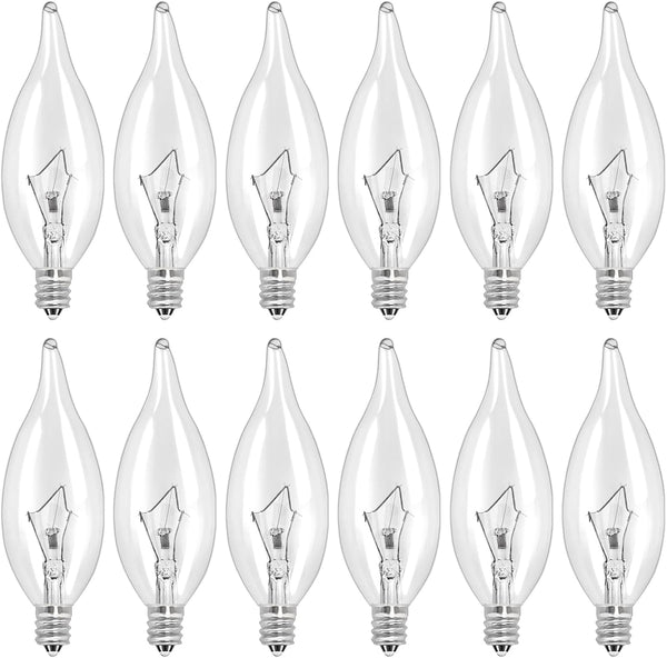 LinMiFo 12-Pack E12 B10 Clear Candelabra Base Bulb, 40W 120V Incandescent Candle