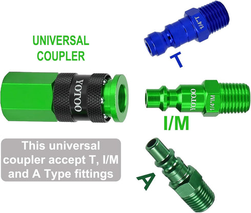 YOTOO Universal Air Coupler and Industrial Plug Kit, 29 Pcs Durable Aluminum Quick Connect Fittings