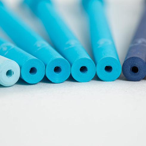 Eco-friendly Pen Crafted from 100% Recycled Paper, Plastic-Free, Black Ink, Pack of 10, Blue Lagoon Set