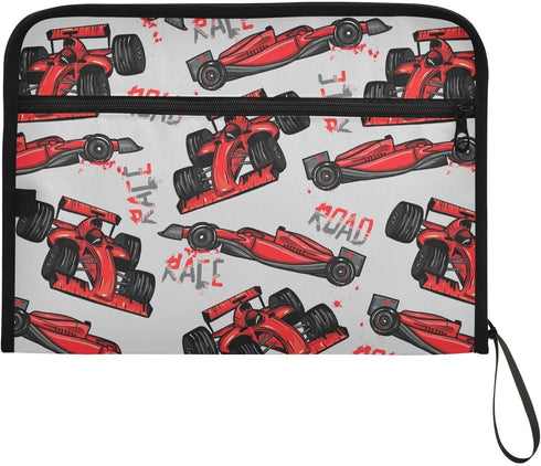 Sport Cars File Folders, Plastic Expandable Folder with 13 Pockets, A4 Letter Size for School Office