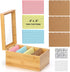 DLUGOPIS 4x6 Index Card Holder with Dividers Bamboo Index Card Organizer Box 4