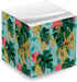 Tropical Sticky Note Cube, 2.75" Memo Block, Printed on 4 Sides, Boho Botanical Design