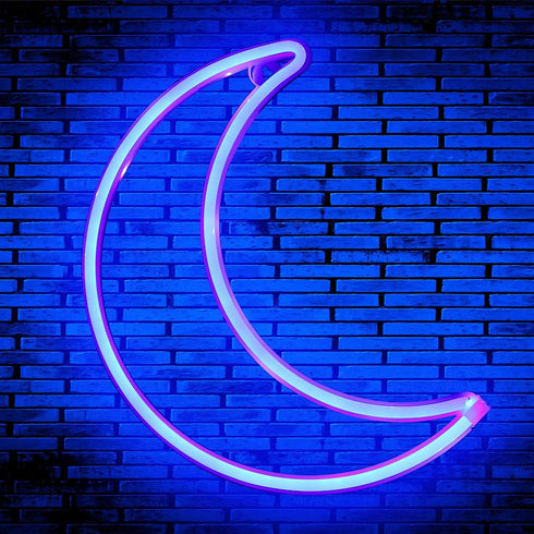 YAOZHOU LED Blue Moon Neon Light, Cute Battery or USB Powered Decorative Night Light