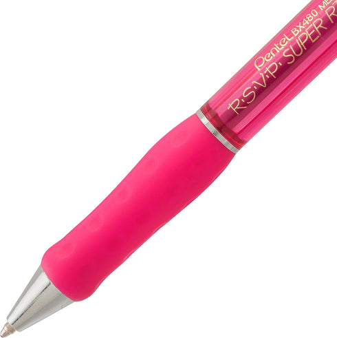 Pentel RSVP Super RT Ballpoint Pen - 1.0mm Medium Line - Pink Ink - Box of 12 Pens