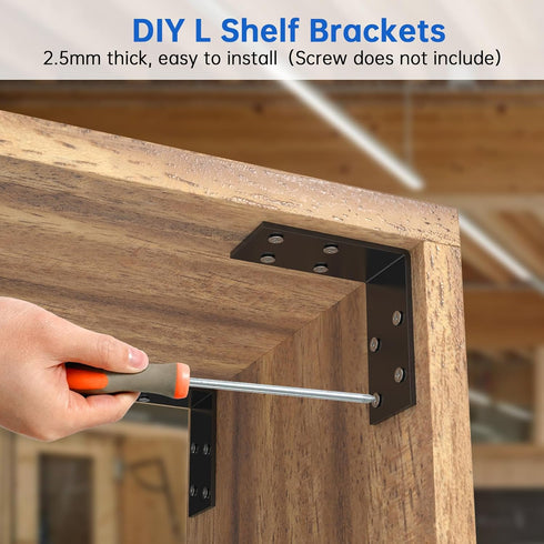 KOMOHOM 1.5"X3"X3" (15PCS) 2x2 I Bracket Angle Iron Galvanized Corner Bracket,L Brackets for Wood