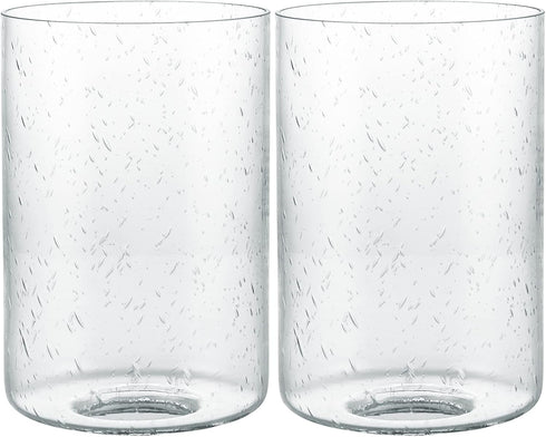 Skelang Seeded Lip-less Glass Lamp Shade, Cylindrical Light Cover with Fitter Opening, Replacement
