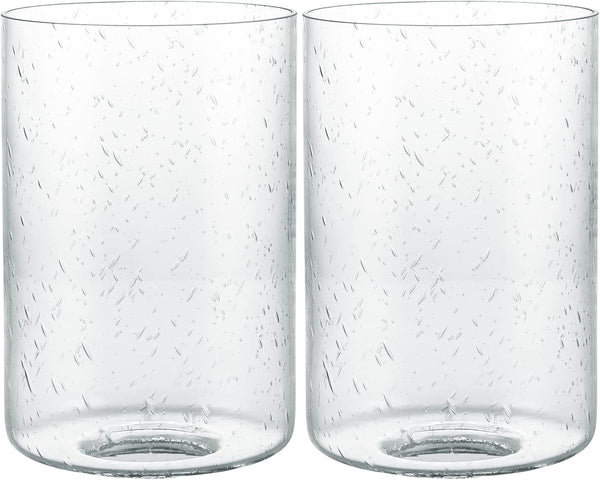 Skelang Seeded Lip-less Glass Lamp Shade, Cylindrical Light Cover with Fitter Opening, Replacement