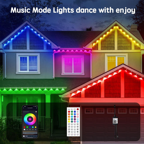 Vrribonx 50FT Lights,IP67 Permanent Outdoor RGB Waterproof Smart LED Eaves Lights with App/Remote Control,for Christmas