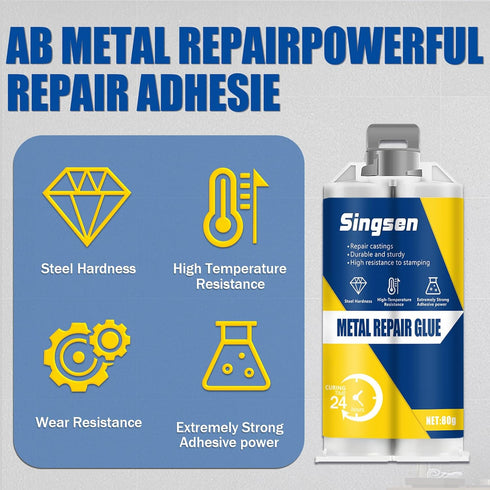 Metal Repair Glue, 2 Pack 5.64OZ Heavy Duty Epoxy Glue, High-Temperature Adhesive for Metal, Plastics, DIY Craft