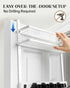 4 4 Lorbro Over the Door Broom Holder with Cleaning Supply Organizer, Wooden Mop and Broom Holder Wall Mount, Grips