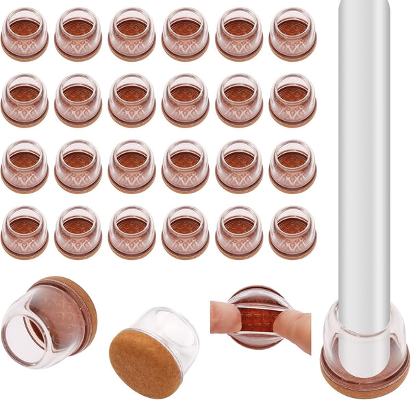 Hordion 24PCS Round Chair Leg Floor Protectors with Felt, Silicone Chair Covers High