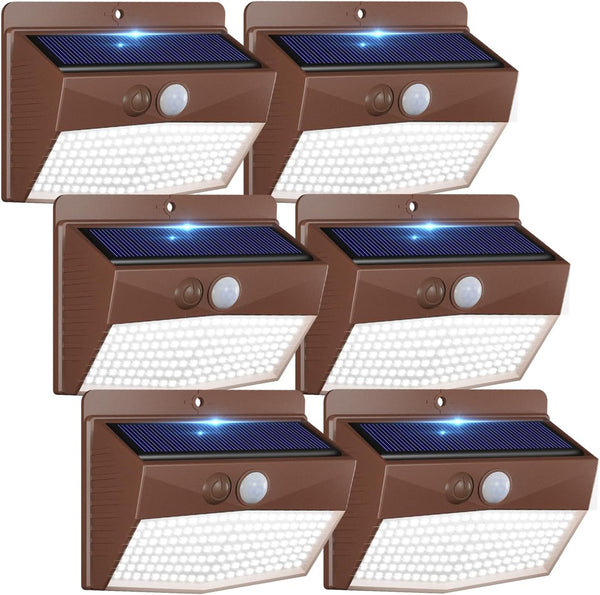 Peasur 6 Packs Solar Outdoor Lights Motion Sensor Solar Security Lights Waterproof