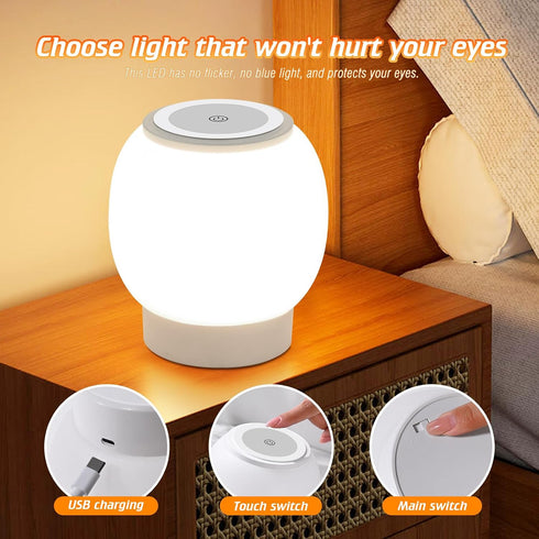 Bullishman 3 Dimming, Kids,8000mAh Baby Night Light, Nursery Night Lamp for Breastfeeding, Touch Night Lamp, Eye