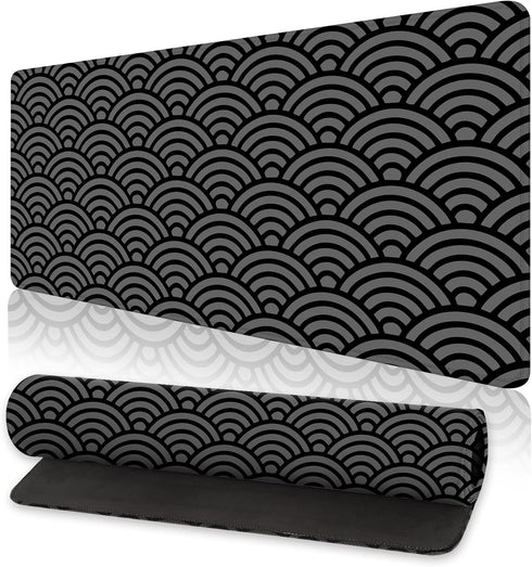 Japanese Waves Large Mouse Pad, Anime Gaming Extended Mat Desk Pad, 3mm Thick Long Non-Slip Rubber Base (31.5 x 11.8