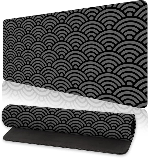 Japanese Waves Large Mouse Pad, Anime Gaming Extended Mat Desk Pad, 3mm Thick Long Non-Slip Rubber Base (31.5 x 11.8