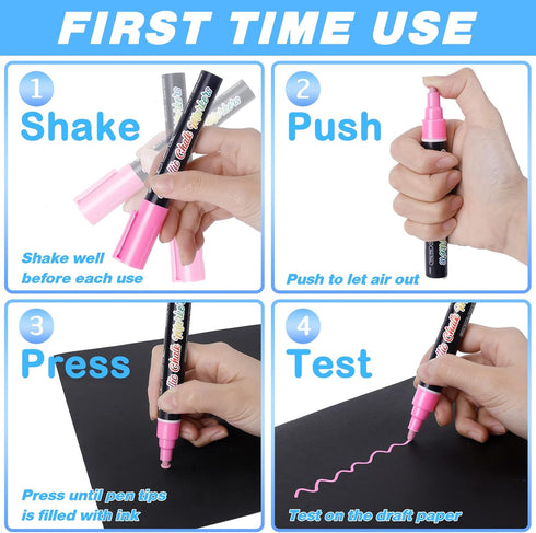 Liquid Chalk Markers Pens, 10 Metallic Colors Washable & Wet Erase for Blackboard, Glass Window, Graduation Celebration
