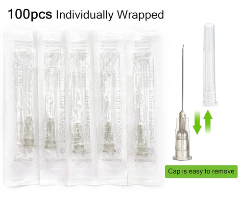 100Pack 27Ga 1 inch Needle Luer Lock Lab Dispensing Accessories for Measuring and Refilling Inks