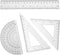 QfwdfcTrenz 4 Pcs Transparent Plastic Ruler Kit, Math Geometry Set with 8 Inch