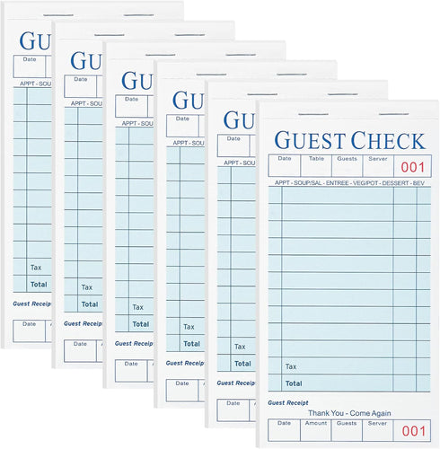 XKDOUS 6 Pack Light Blue Server Books, Server Note Pads, Guest Check