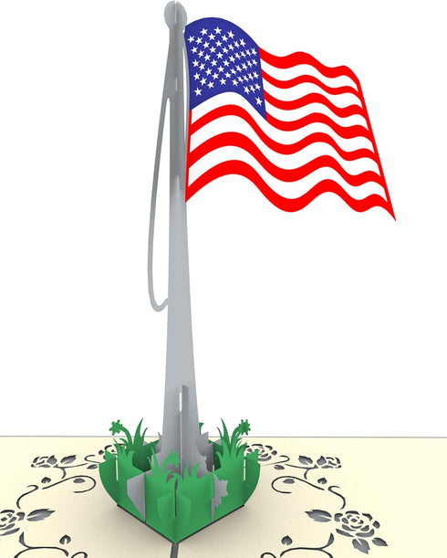 iGifts And Cards Patriotic 3D Pop Up Greeting Card, American Flag, All Occasion
