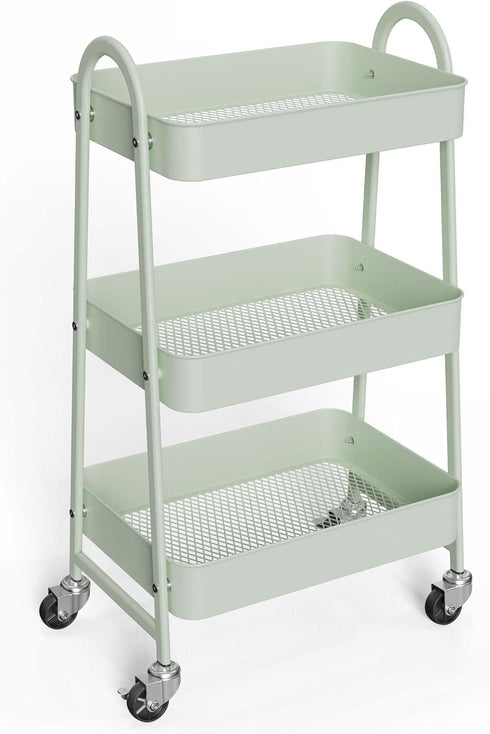 Generic 3 Tier Rolling Cart - Metal Utility Cart with Lockable Casters -