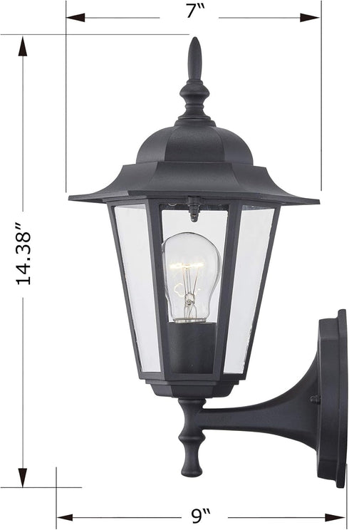 E26 60W Bulbs WISBEAM Outdoor Wall Lantern, Black Wall Sconce for House Porch Lighting Fixture, Base Max, Metal Housing