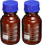 PATIKIL 250mL Reagent Media Bottle, 2Pcs Round Graduated Glass Storage Bottle for Chemistry Lab, Amber