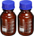 PATIKIL 250mL Reagent Media Bottle, 2Pcs Round Graduated Glass Storage Bottle for Chemistry Lab, Amber