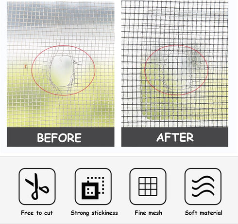 6.56ft + 20 pcs Windows Screen Repair Tape Patches, VEINARDYL Self-Adhesive Stickers for Repairing Holes