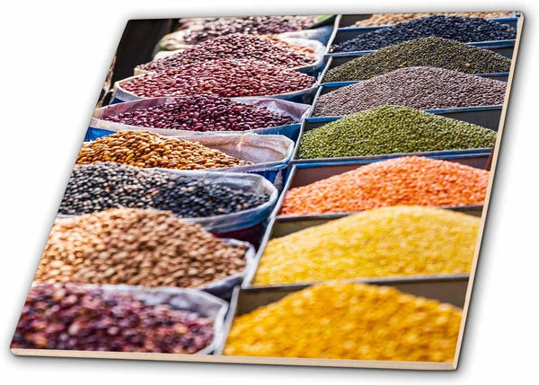 3dRose Rainawari, Srinagar, Jammu, Kashmir, India. Dried Lentils at Market. 8 Inch