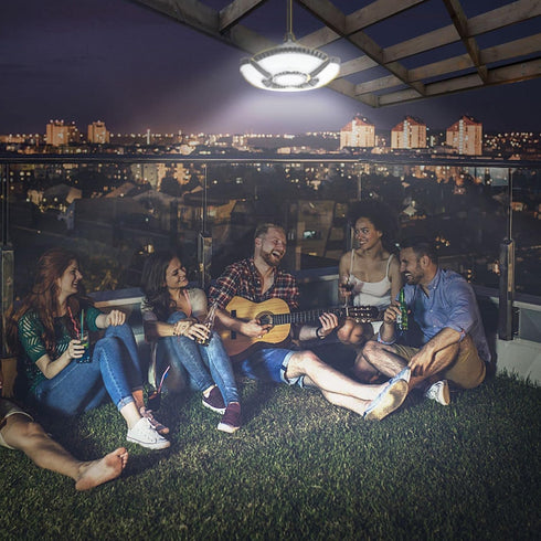 Night,4+1 136Leds Remote,IP65 HULPPRE Solar Shed Light-Daytime or Leaves Brighter Solar Light Indoor&Outdoor