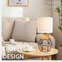 Set 2 Hamilyeah Table Lamps of with On/Off Switch, Farmhouse Woven Bedside Lamps for Night Stands with Beige Linen