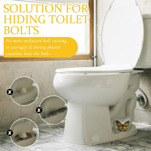2 Pack Honeydak Toilet Bolt Caps Decorative Butterfly Toilet Bolt Screw Covers Cute Ceramic Bathroom Decor Fun Themed