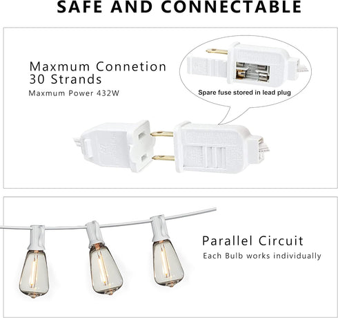 50FT Dimmable 27 Bulbs,Vintage DAMAING Outdoor String Lights Waterproof,LED Patio Lights with Bright Shatterproof Retro