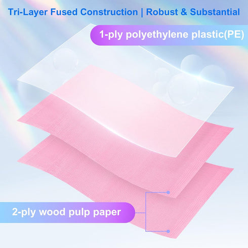 3 13'' 18" Dental Bib Disposable Pink Polyback Towel Waterproof Patient Bibs Ply Tattoo Paper Napkins for Dental