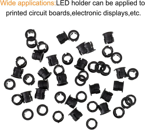 BOJACK 100 Pieces Black Plastic 5mm LED Holder, LED Bezel Holder for Light Emitting Diode Mounting