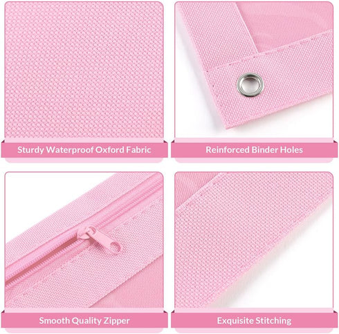 SKYDUE Pencil Pouch for 3 Ring Binder, Clear Window Pencil Case with Smooth Zipper for Girls Boys, Pink & Purple