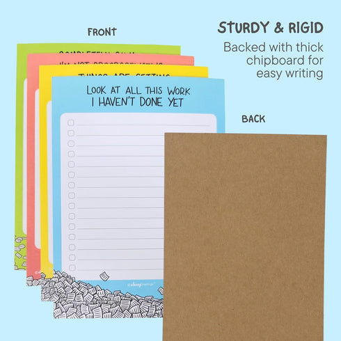 Sleazy Greetings Funny To Do List Notepad - 4 Large Sarcastic Memo Pads, 5 x 7-Inches Grocery Lists for Teacher Gifts