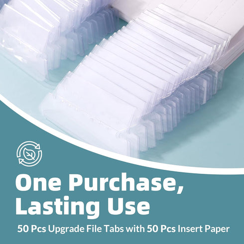 File Folder Labels - SUNEE 50 Sets Hanging File Folder Tabs Labels and Inserts for Hanging Files Folders