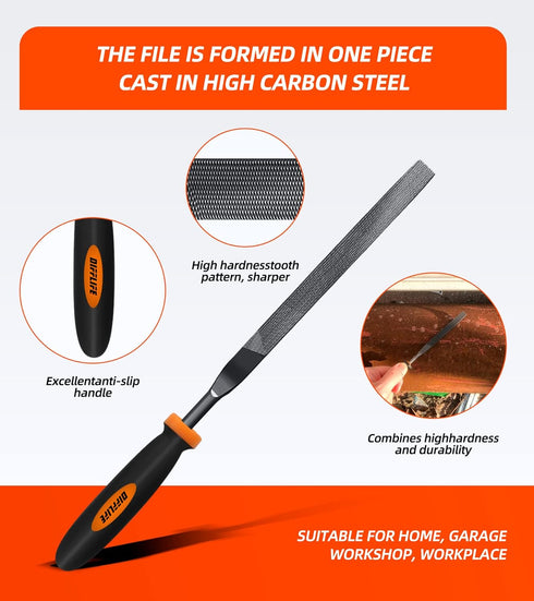 Needle File Set, 6-Piece Carbon Steel with Flat, Square, Triangular, Round, Half-Round Files