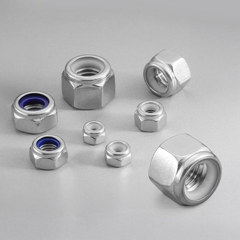 BNUOK 50Pcs #10-24 304 18-8 Lock Nuts, Nylon Insert Locknuts Stainless Steel SS Self-Locking Nuts, Coarse Thread Hex
