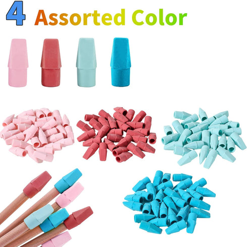 Sooez 120 Pack Pencil Erasers, Pencil Top Erasers Cap Erasers Eraser Tops Pencil Eraser Toppers Eraser School Studying Supplies for Teachers Eraser Pencil Erasers, 4 Colors by Sooez