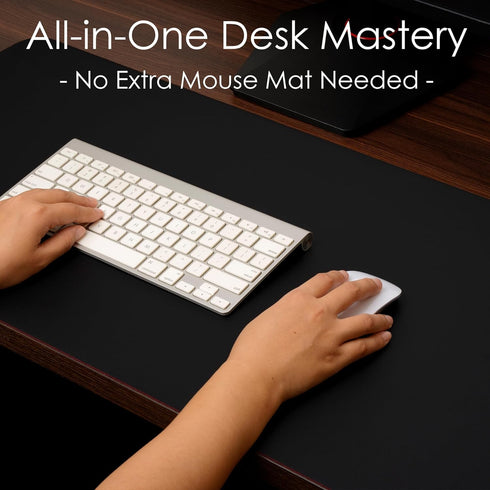 WAYBER Leather Desk Pad Protector, Waterproof Mouse Pad, PU Desk Mat for Office/Home/Work/Cubicle (Black/Red)