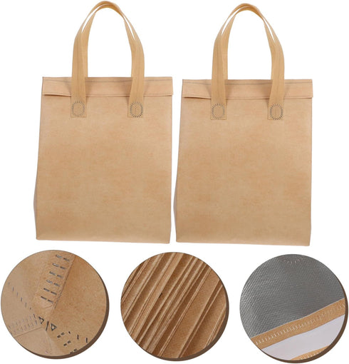 50 Pack Alipis Insulated Takeout Bags Bulk Lunch Boxes Handles Insulated Beverage Bags for Milk Tea Fast Food