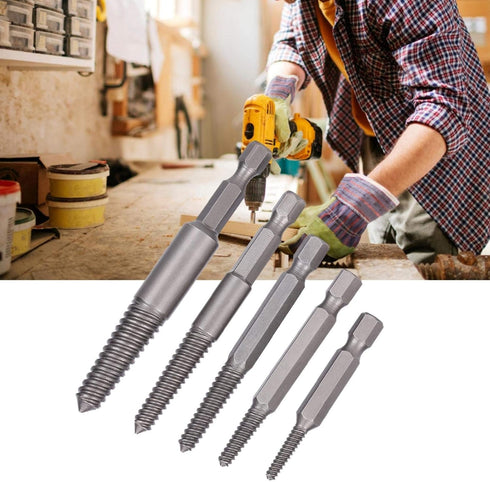 5pcs Broken Head Screw Extractor Tool Kit for Damaged Bolts Removal