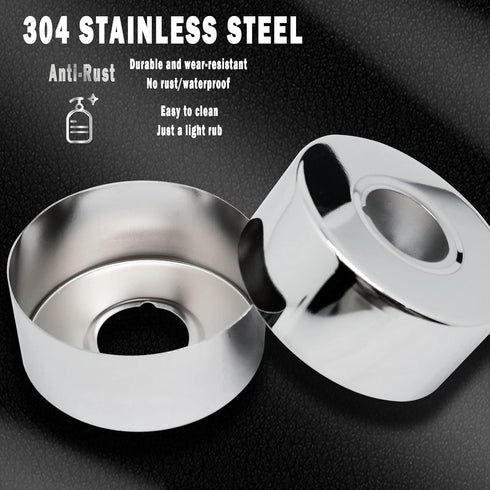 30mm High Stainless Steel Circular Plane Faucet Decorative Cover, 2pcs for 3/4inch Pipe