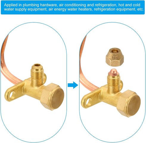 PATIKIL Air Conditioner Stop Valve - 1/4" OD Copper Tube Elbow 90 Degree 3 Way Angle Service Valve