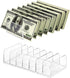 Hipiwe 2 Packs Clear Plastic Cash Tray Mail Organizer for Desk - 7 Slots Bill Divider Holder for Paper, Document, Makeup