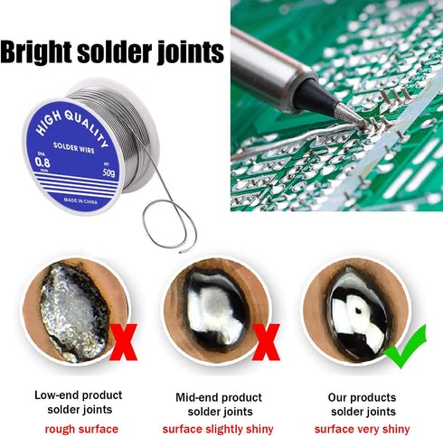 Solder Wire, Diameter Rosin Core Solder Wick for Electronic Electrical Soldering Repair (0.8mm, Net 50g)