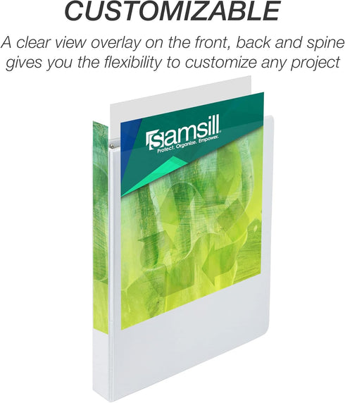 Samsill Plant-Based 1 Inch Durable Round Ring View Binder - Eco-Friendly, Made in USA, Single, White